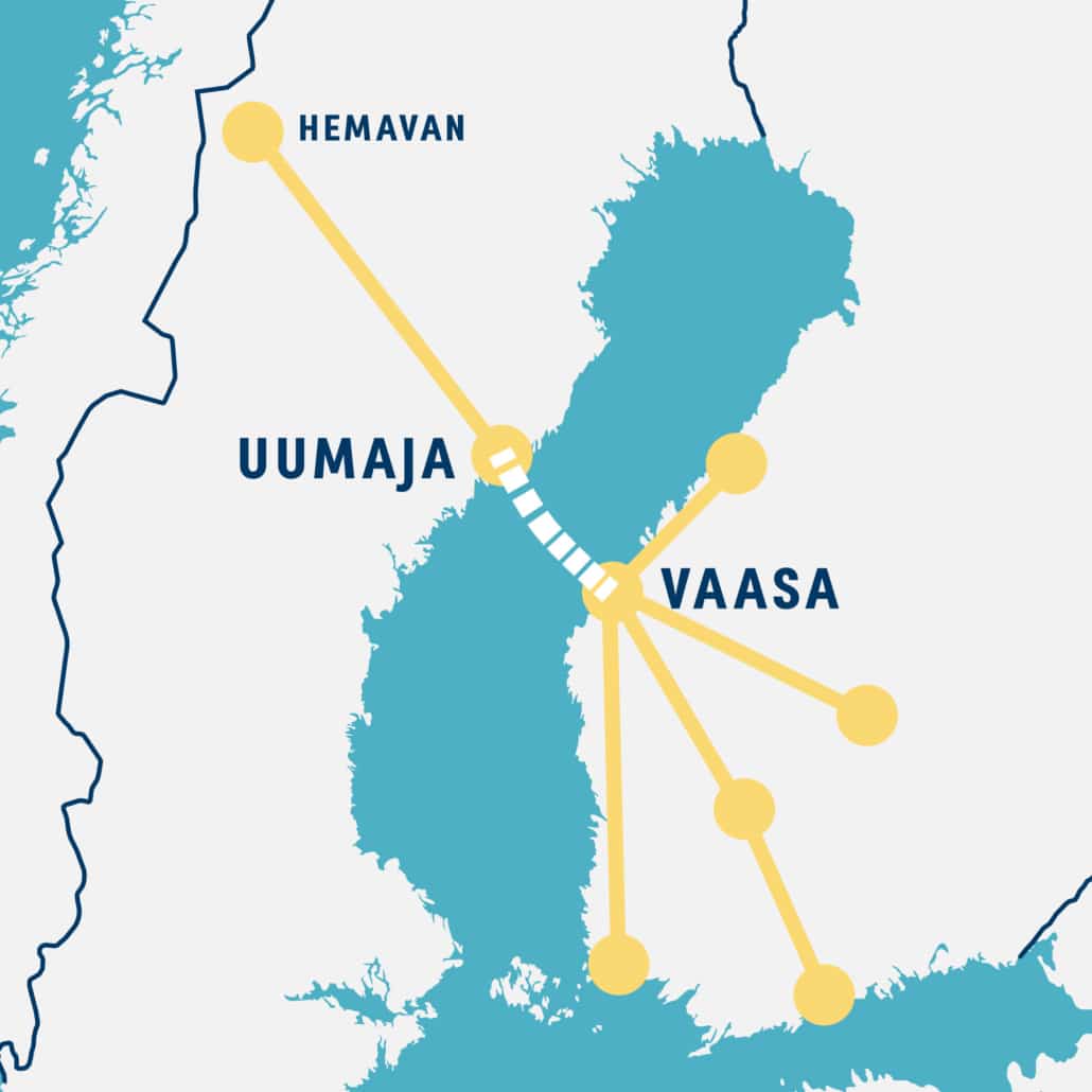 Map from Finland to Hemavan, Finnish texts
