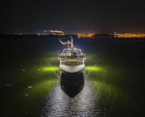 Aurora Botnia departing Naantali drydock. Photo by Janne-Petteri Kumpulainen